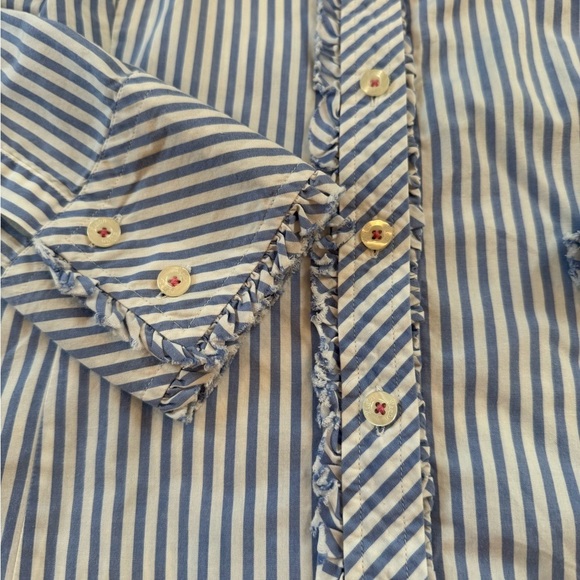 Lilly Pulitzer Womens Long Sleeve Button Up Shirt Size 8  Striped Ruffle Zebra - Picture 2 of 9